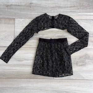 Meshki Black Lace Bolero Shrug with Mini Skirt